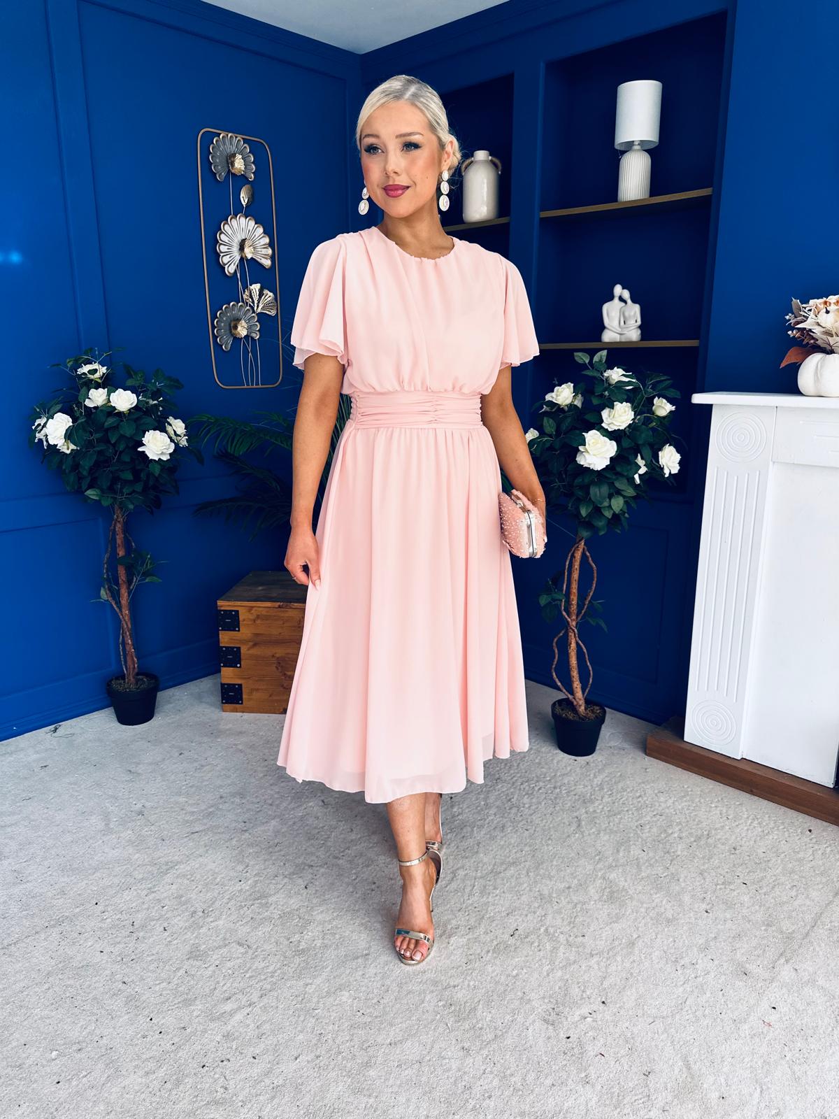 Aoibhinn Gathered Detail Midi Dress Pwr Pink