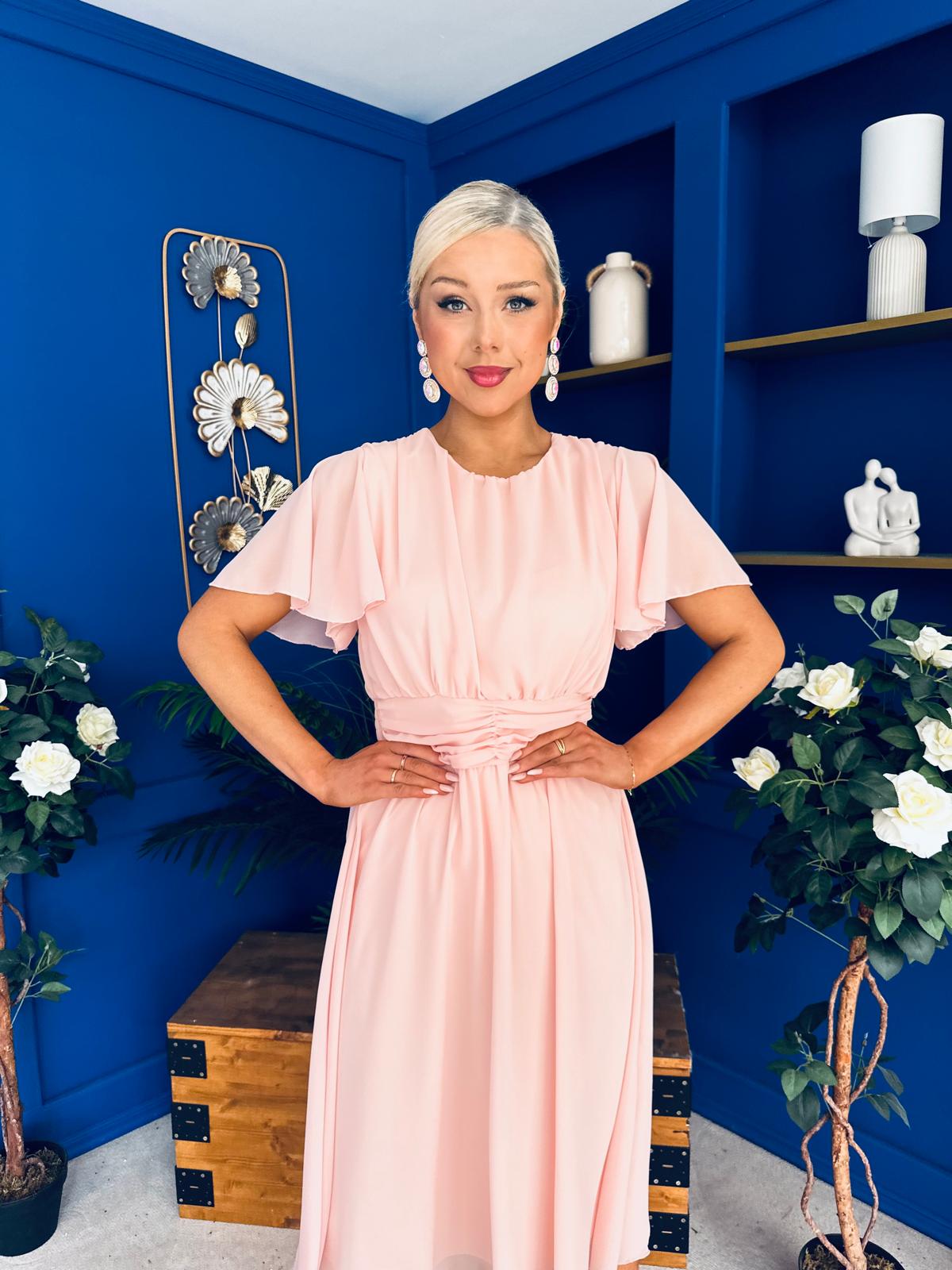 Aoibhinn Gathered Detail Midi Dress Pwr Pink