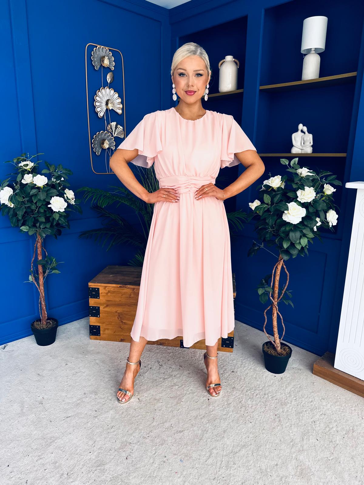 Aoibhinn Gathered Detail Midi Dress Pwr Pink