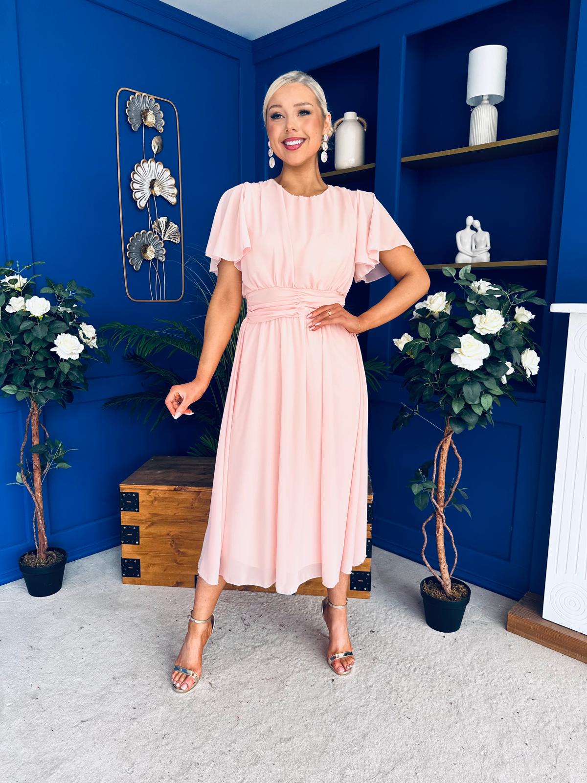 Aoibhinn Gathered Detail Midi Dress Pwr Pink