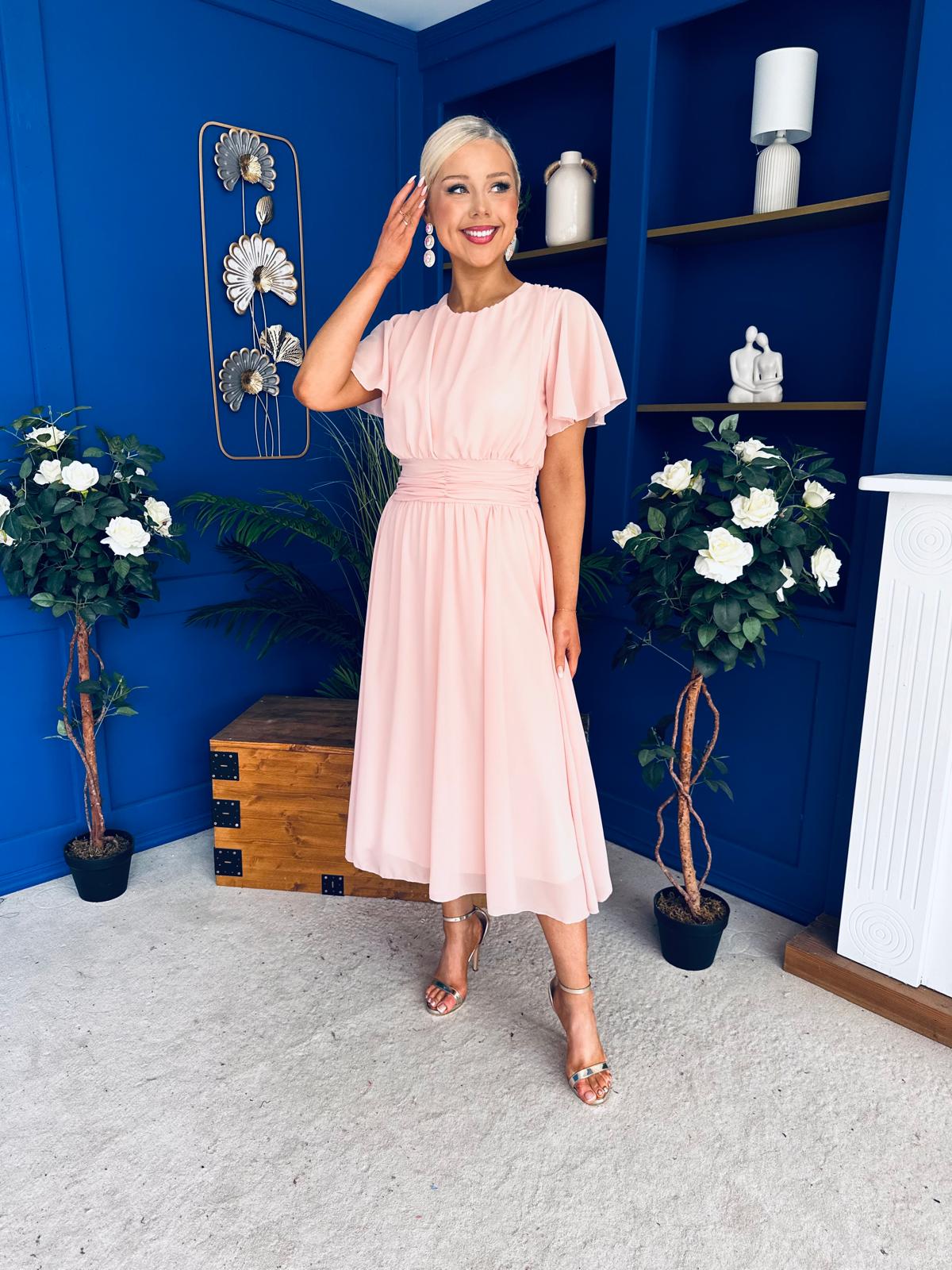 Aoibhinn Gathered Detail Midi Dress Pwr Pink