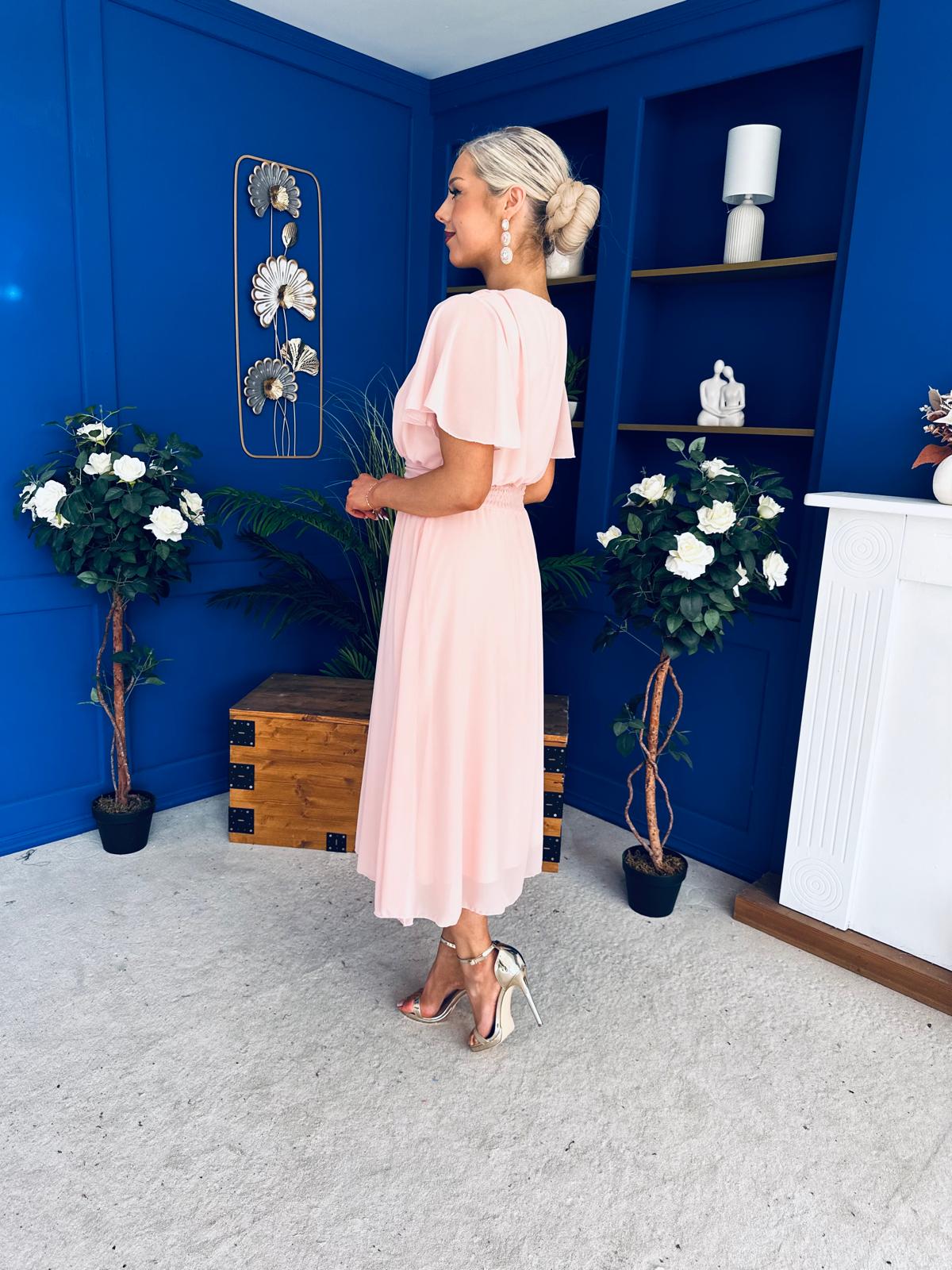 Aoibhinn Gathered Detail Midi Dress Pwr Pink