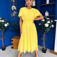 Aoibhinn Gathered Detail Midi Dress Yellow