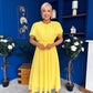 Aoibhinn Gathered Detail Midi Dress Yellow