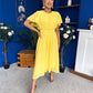 Aoibhinn Gathered Detail Midi Dress Yellow