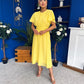 Aoibhinn Gathered Detail Midi Dress Yellow
