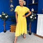 Aoibhinn Gathered Detail Midi Dress Yellow