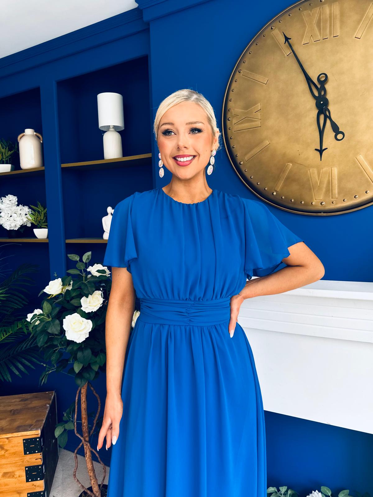 Aoibhinn Gathered Detail Midi Dress Cobalt