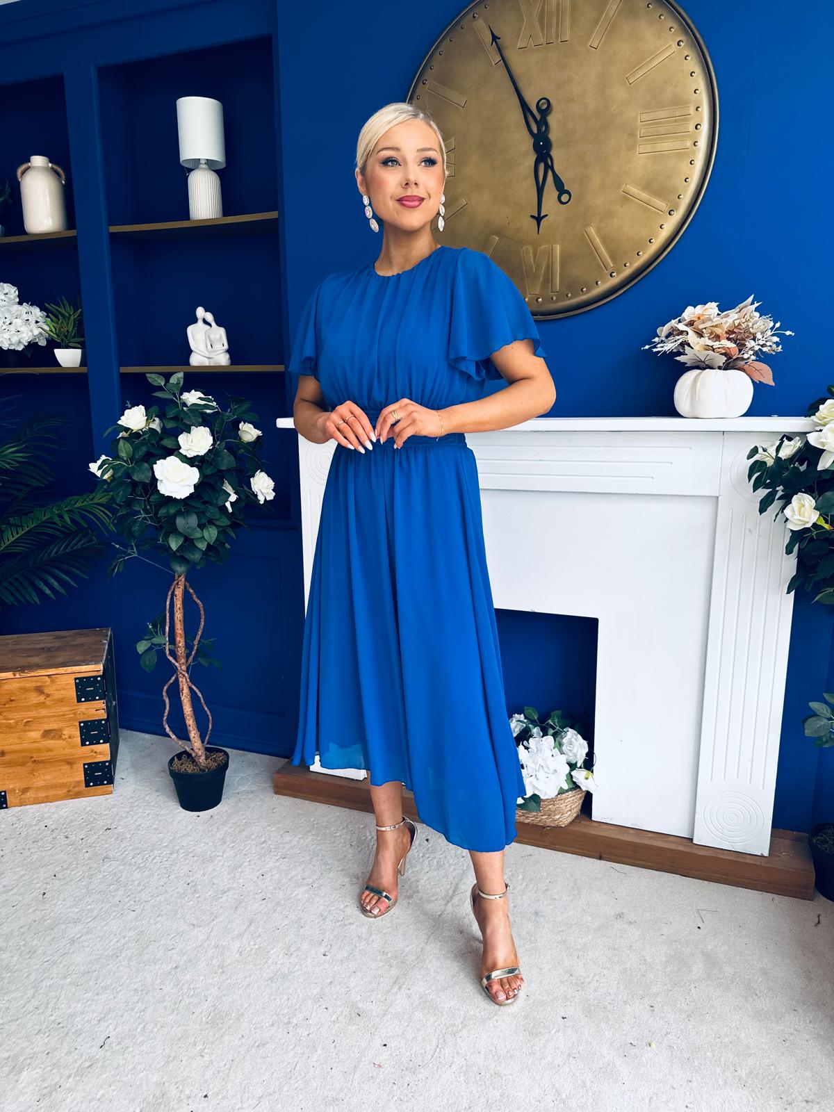 Aoibhinn Gathered Detail Midi Dress Cobalt