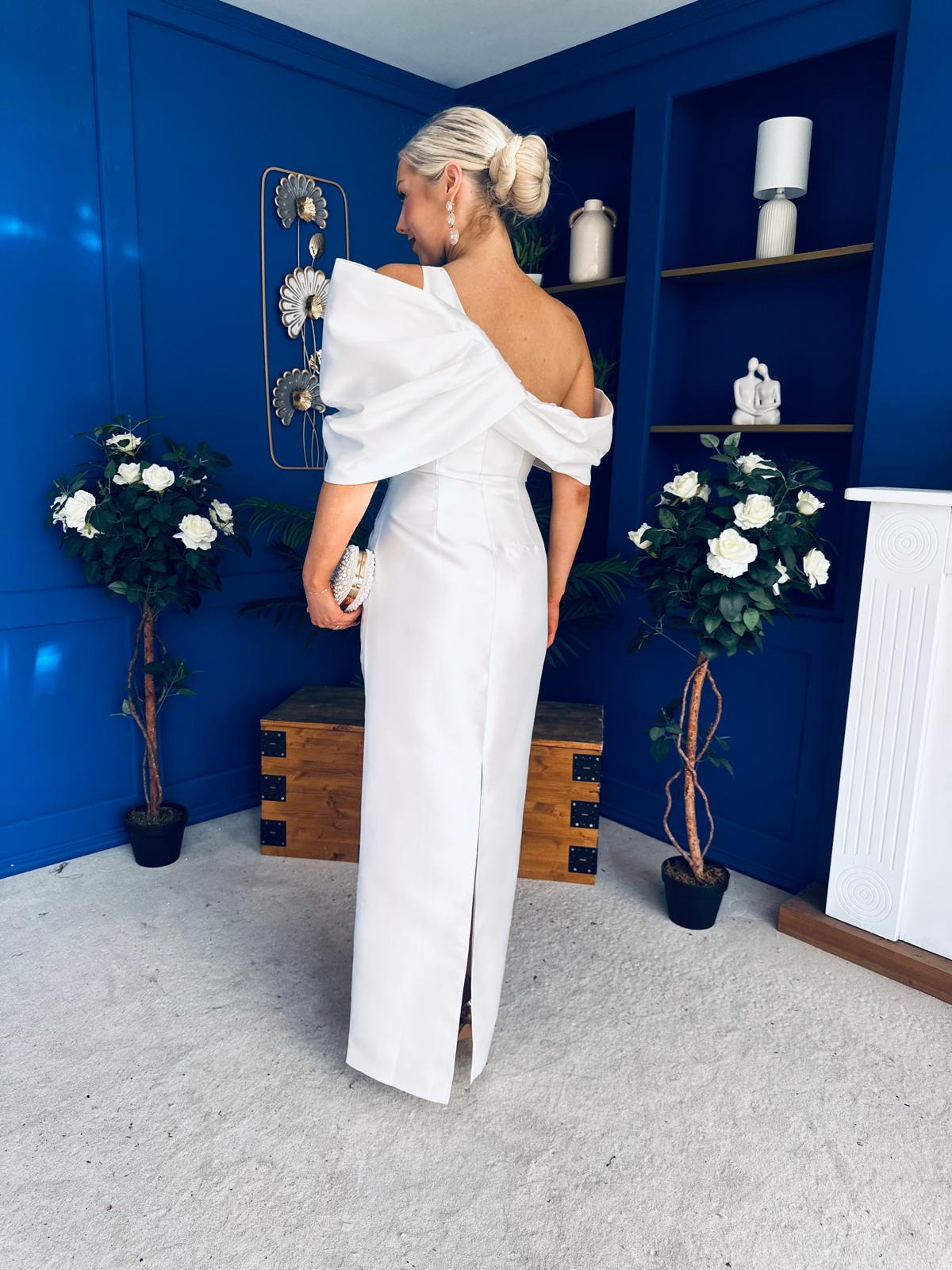 Eden One Shoulder Occasion Dress White