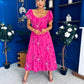 Orla Broderie Anglaise Floral Maxi Dress Cerise