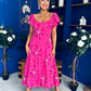 Orla Broderie Anglaise Floral Maxi Dress Cerise