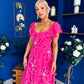 Orla Broderie Anglaise Floral Maxi Dress Cerise