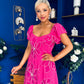 Orla Broderie Anglaise Floral Maxi Dress Cerise