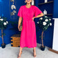 Jessica Gold Clasp Detailed Midi Dress Fuchsia