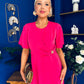 Jessica Gold Clasp Detailed Midi Dress Fuchsia