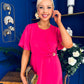 Jessica Gold Clasp Detailed Midi Dress Fuchsia
