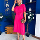 Jessica Gold Clasp Detailed Midi Dress Fuchsia