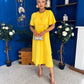 Jessica Gold Clasp Detailed Midi Dress Yellow