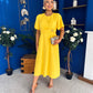 Jessica Gold Clasp Detailed Midi Dress Yellow