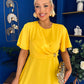 Jessica Gold Clasp Detailed Midi Dress Yellow