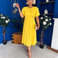 Jessica Gold Clasp Detailed Midi Dress Yellow