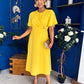 Jessica Gold Clasp Detailed Midi Dress Yellow