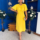 Jessica Gold Clasp Detailed Midi Dress Yellow