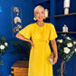 Jessica Gold Clasp Detailed Midi Dress Yellow