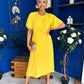 Jessica Gold Clasp Detailed Midi Dress Yellow