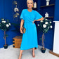 Jessica Gold Clasp Detailed Midi Dress Blue