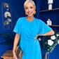 Jessica Gold Clasp Detailed Midi Dress Blue
