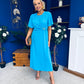 Jessica Gold Clasp Detailed Midi Dress Blue