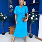 Jessica Gold Clasp Detailed Midi Dress Blue