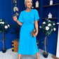 Jessica Gold Clasp Detailed Midi Dress Blue