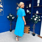 Jessica Gold Clasp Detailed Midi Dress Blue