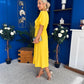 Jessica Gold Clasp Detailed Midi Dress Yellow