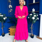 Tamara Tiered Wrap Maxi Dress Fuchsia
