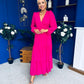 Tamara Tiered Wrap Maxi Dress Fuchsia