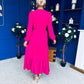 Tamara Tiered Wrap Maxi Dress Fuchsia