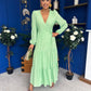 Tamara Tiered Wrap Maxi Dress Green