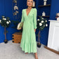 Tamara Tiered Wrap Maxi Dress Green