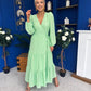 Tamara Tiered Wrap Maxi Dress Green