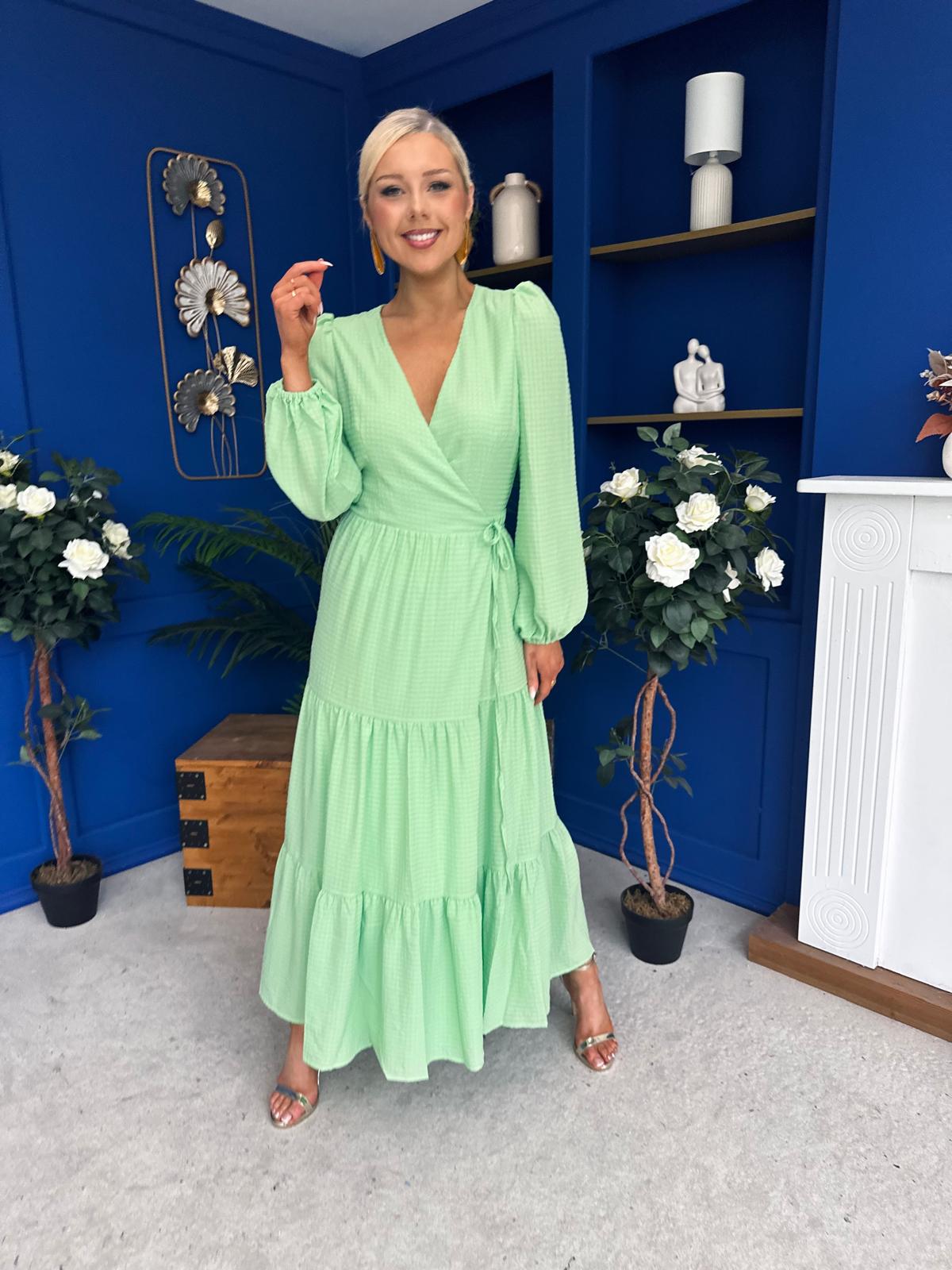 Tamara Tiered Wrap Maxi Dress Green