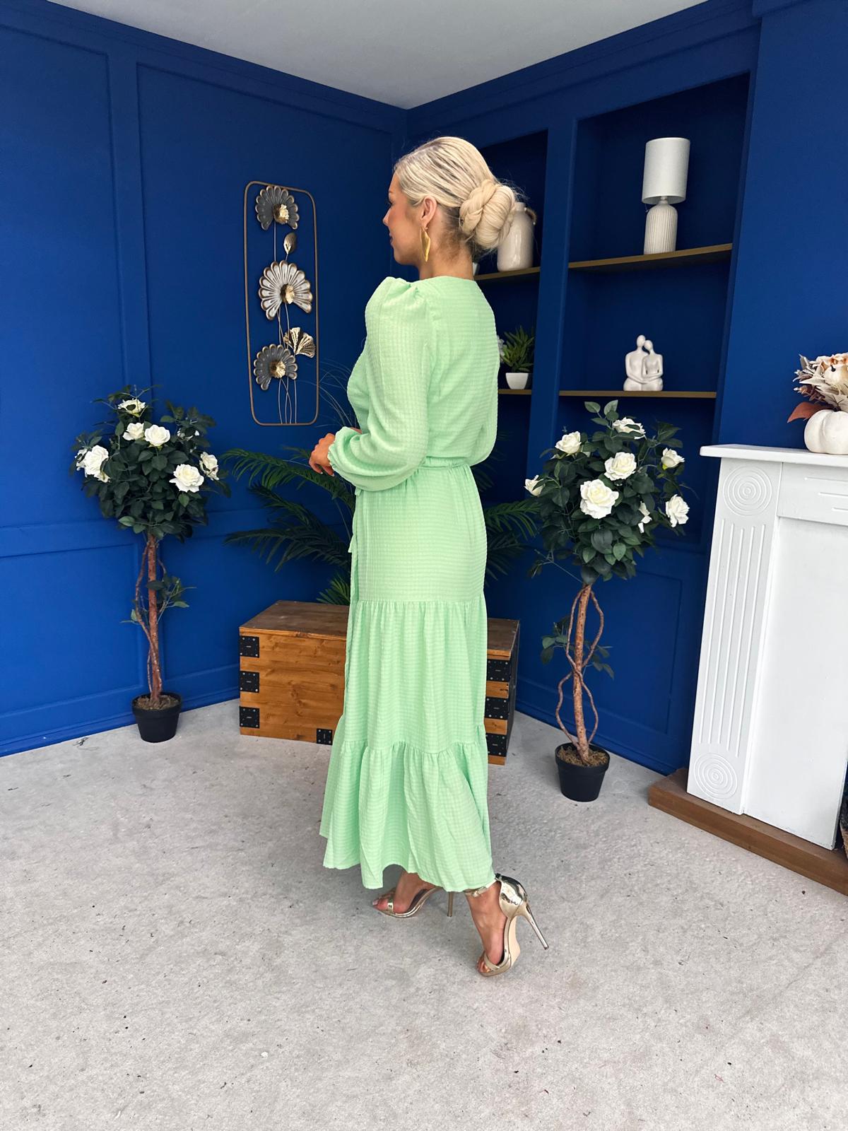 Tamara Tiered Wrap Maxi Dress Green