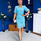 Susan Crochet Occasion Dress Blue