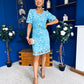 Susan Crochet Occasion Dress Blue