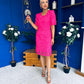 Susan Crochet Occasion Dress Pink