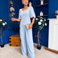 Daniella Detailed Top And Trouser Set Pwr Blue