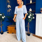 Daniella Detailed Top And Trouser Set Pwr Blue